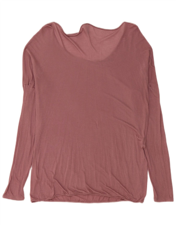 BENETTON Женский топ оверсайз с длинным рукавом UK 14, средний розовый модал