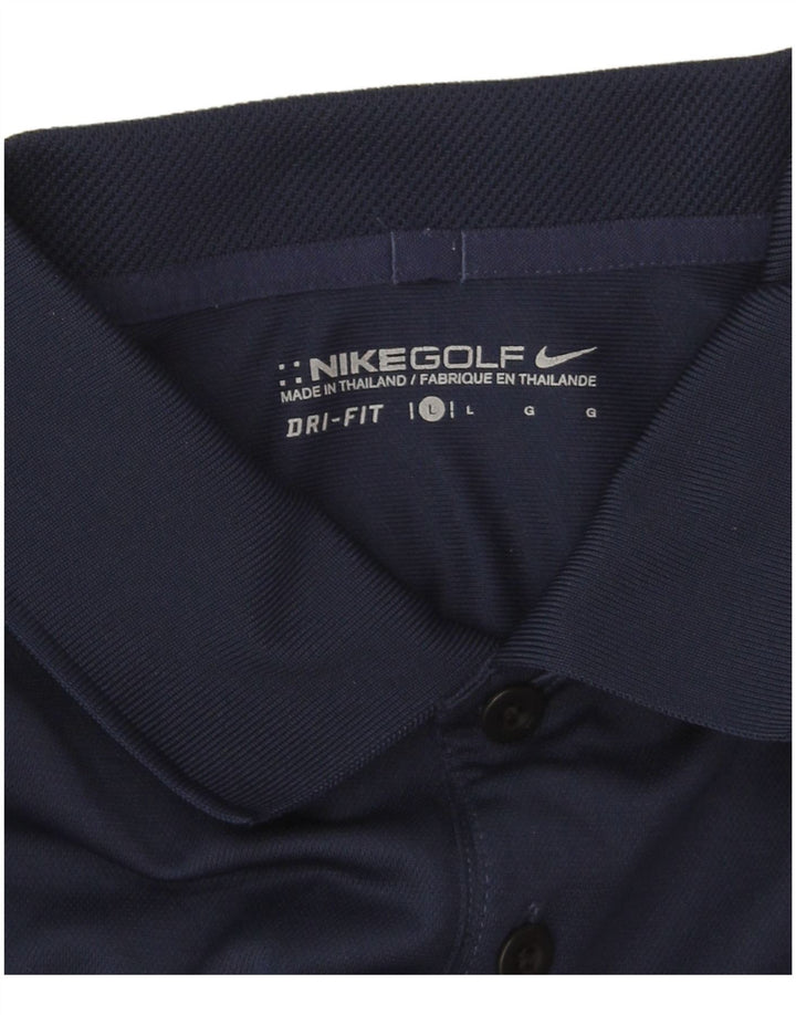 Мужская рубашка-поло Nike Dri Fit большого размера, темно-синяя, полиэстер