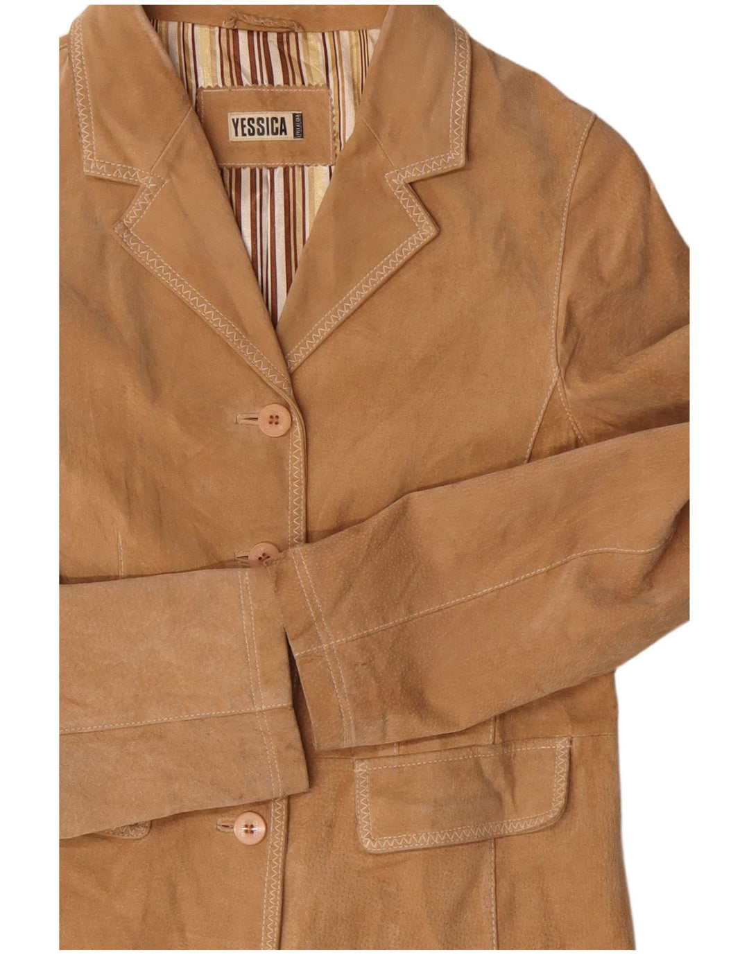 Yessica Женский замшевый пиджак на 4 пуговицах UK 14 Средний Коричневый