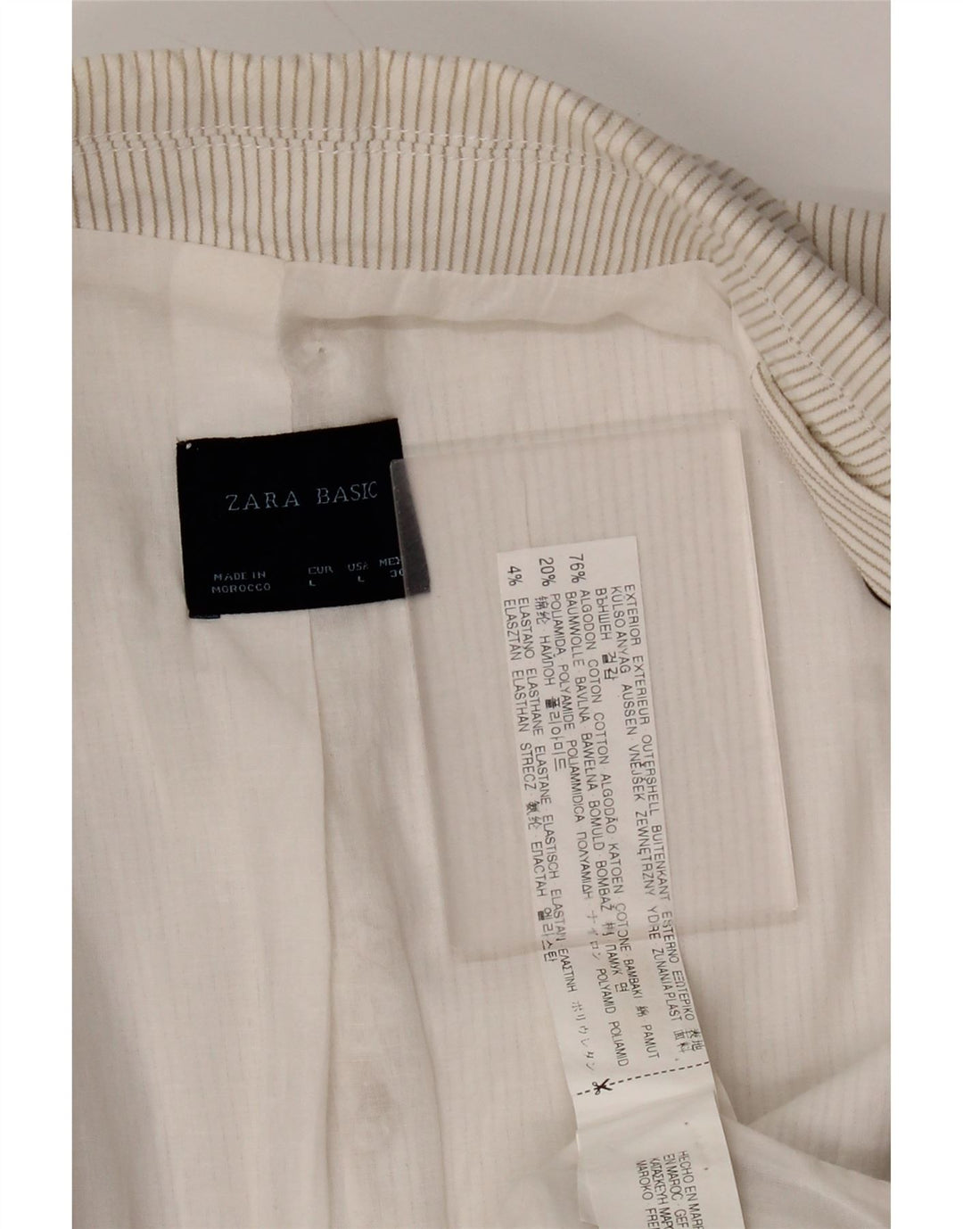 Женский блейзер Zara на 1 пуговице, Великобритания, 14, большой хлопок в тонкую полоску белого цвета