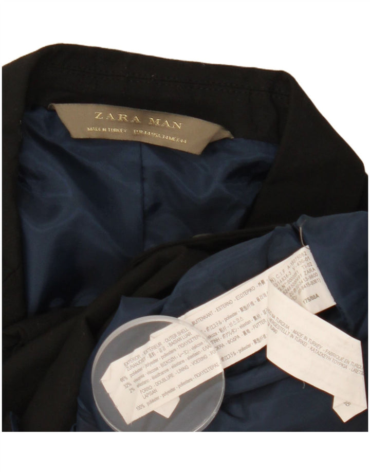Мужской пиджак Zara на 2 пуговицах EU 44 XS, черный полиэстер