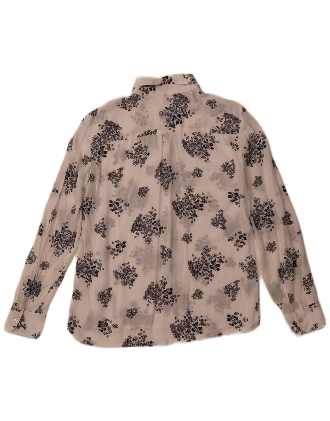 Женская прозрачная рубашка BENETTON UK 6 XS из модала белого цвета с цветочным принтом