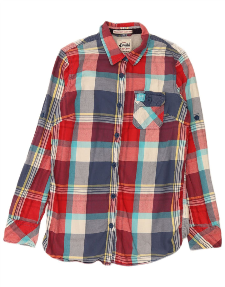 Женская фланелевая рубашка Superdry UK 14, средний размер, разноцветная клетка, хлопок