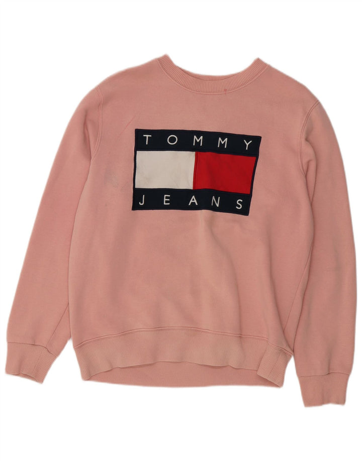 Женский свитшот с рисунком TOMMY HILFIGER UK 14, хлопковый средний розовый цвет