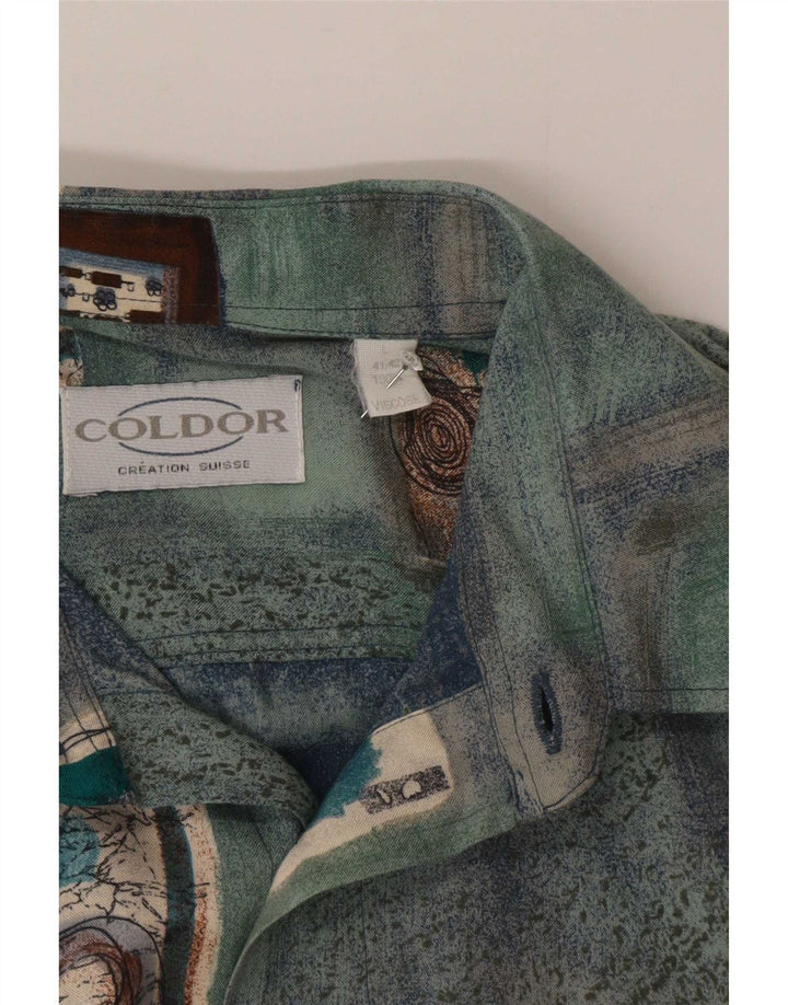 Мужская рубашка Coldor с коротким рукавом, размер 41/42, большая синяя лоскутная вискоза