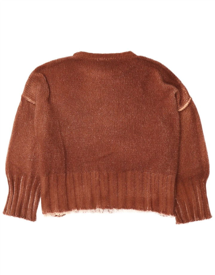 Винтажный женский свободный джемпер с круглым вырезом, маленький коричневый свитер, Великобритания, 10 цветов тай-дай