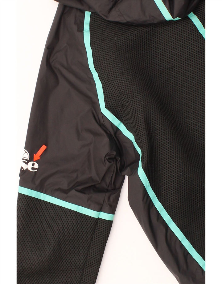 ELLESSE Womens Hooded Windbreaker Jacket UK 12 Medium  Black Colourblock Vintage Ellesse and Second-Hand Ellesse from Messina Hembry 
