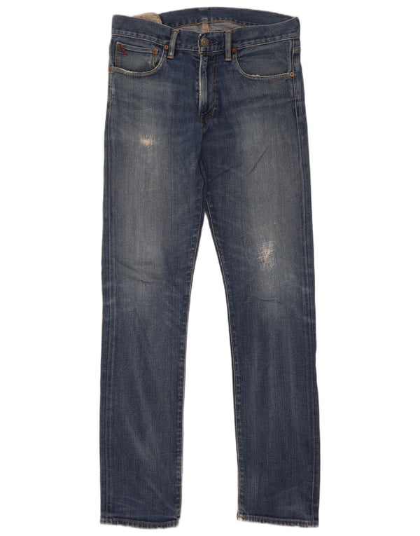 Мужские потертые узкие джинсы Polo Ralph Lauren W32 L34, синий хлопок