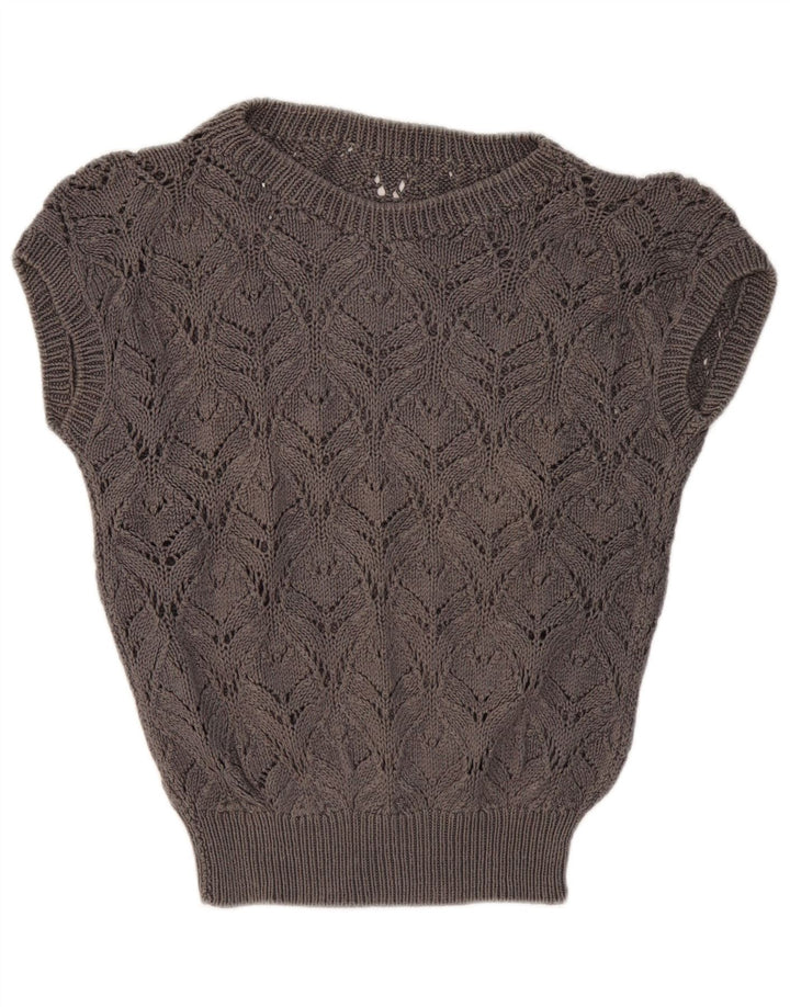 VINTAGE Женский жилет безрукавка UK 16 Большой Серый