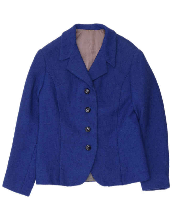 VINTAGE Womens 4 Button Blazer Jacket UK 12 Medium Blue