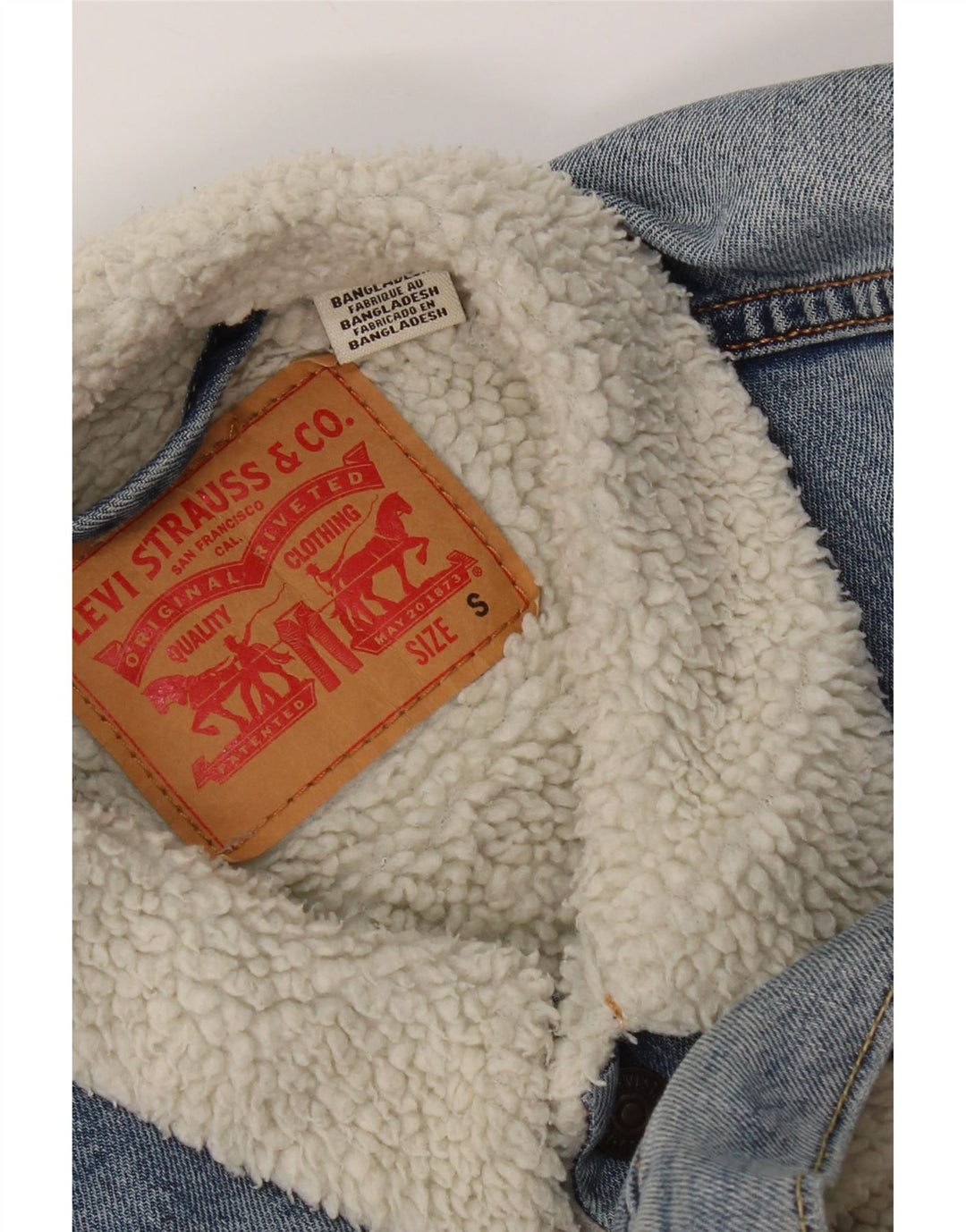 Мужская джинсовая куртка Levi's Sherpa UK 36, маленькая синяя, хлопок