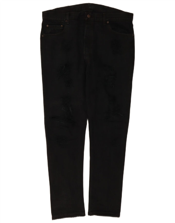 Женские потертые узкие джинсы Levi's W38 L30 черные