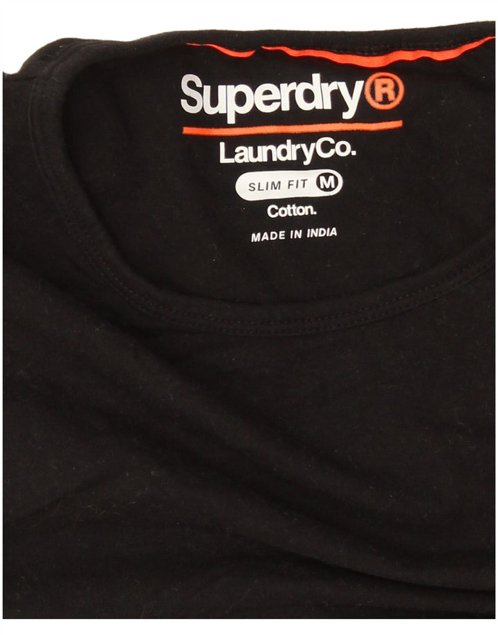 Мужская футболка Superdry Slim Fit, топ среднего размера, черный хлопок