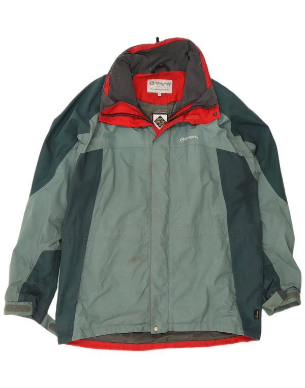 Мужская дождевик Sprayway Gore-Tex UK 40, большой зеленый цвет с цветными блоками, полиамид