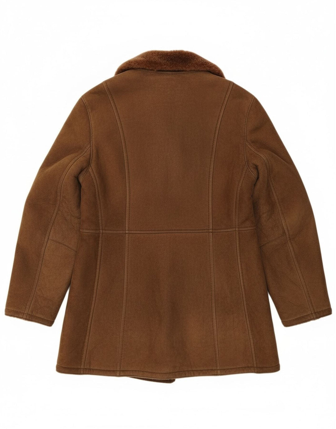 Винтажная мужская двубортная короткая дубленка IT 54 2XL Коричневая кожаная