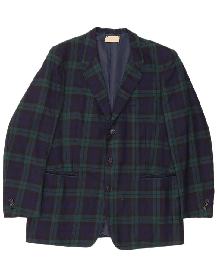 Мужской пиджак AQUASCUTUM на 3 пуговицах UK 40, большой темно-синий в клетку