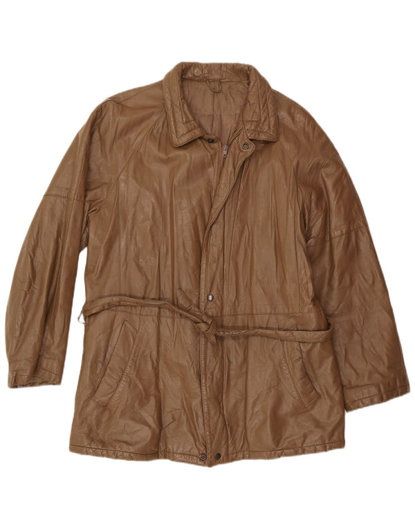 Vintage Mens Leather Jacket IT 52 XL Brown