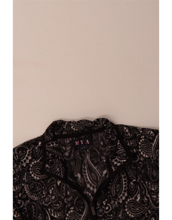 VINTAGE Mens Fleece Jacket UK 44 2XL Black Paisley Polyester