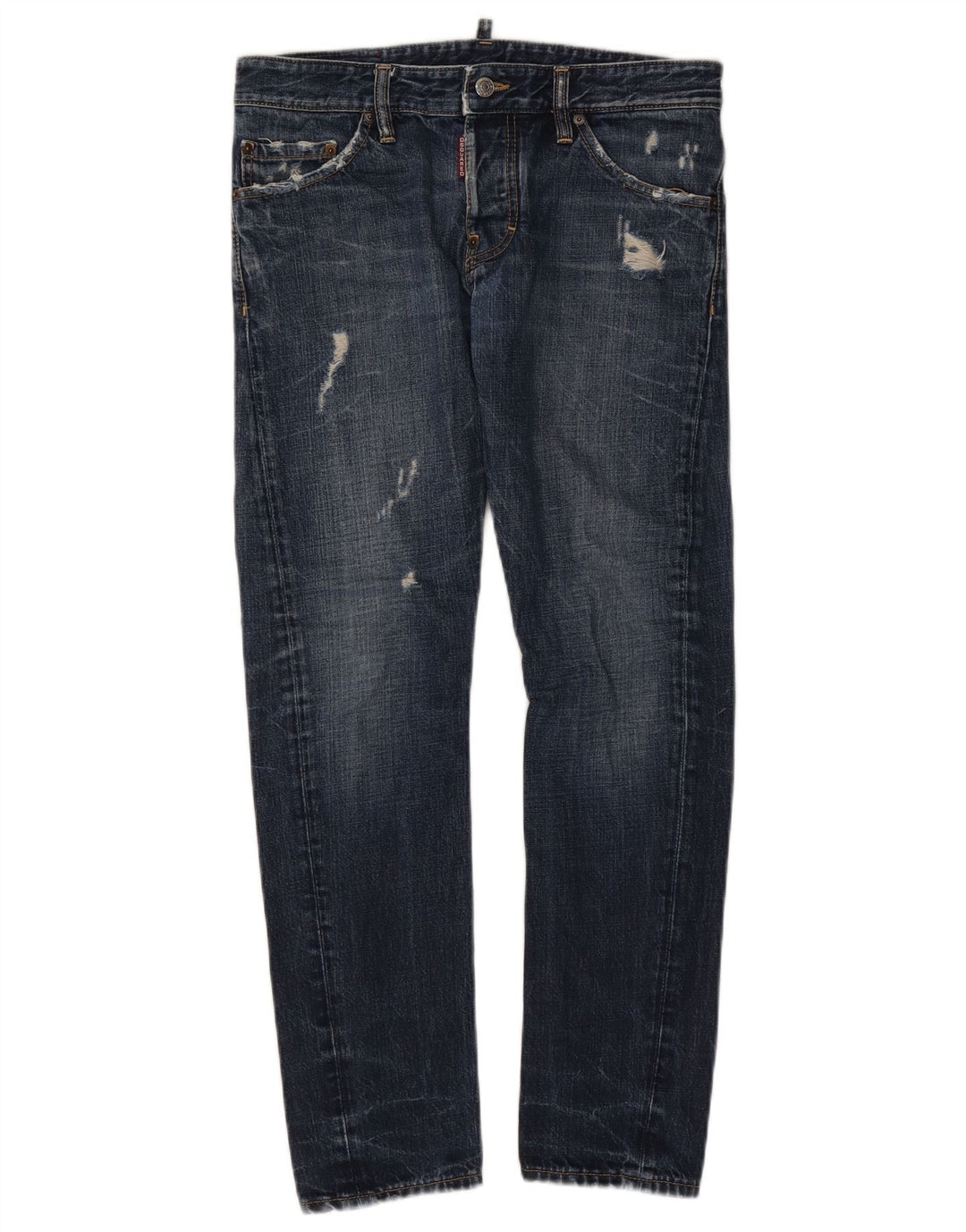 Женские потертые узкие джинсы Dsquared IT 46, большие W32 L29, синий хлопок