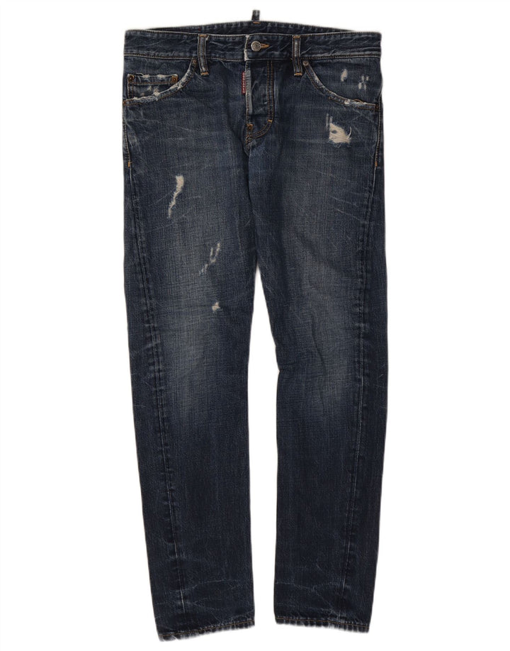 Женские потертые узкие джинсы Dsquared IT 46, большие W32 L29, синий хлопок