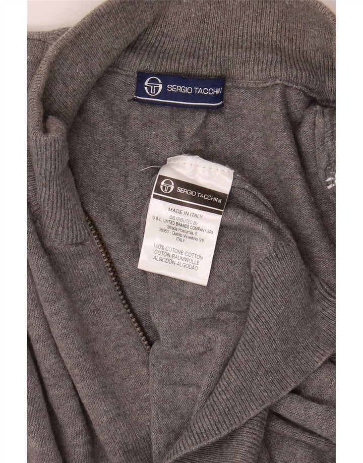 Мужской кардиган Sergio Tacchini, хлопковый свитер среднего серого цвета