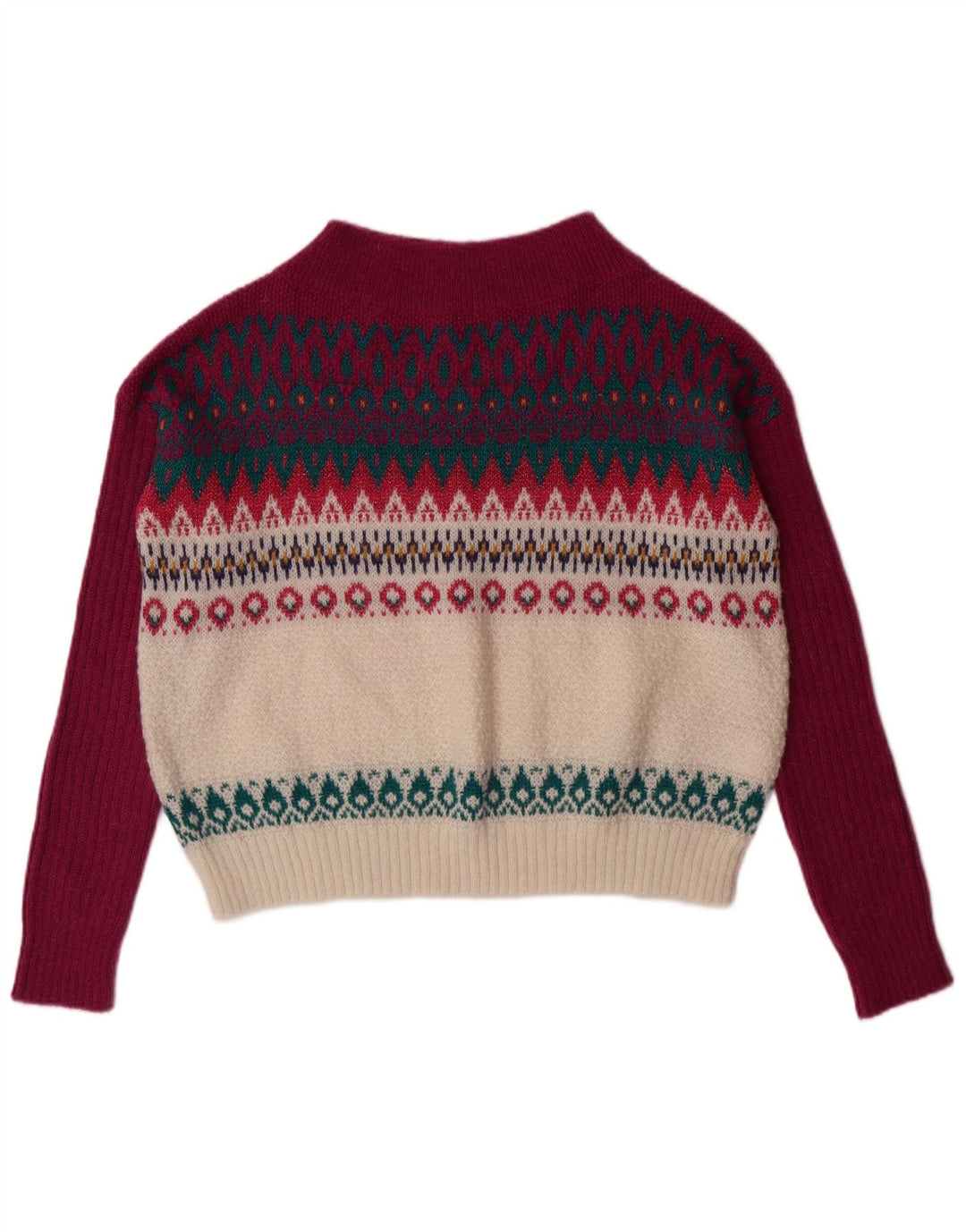 Женский джемпер с высоким воротником Benetton UK 14, средний бордовый акрил