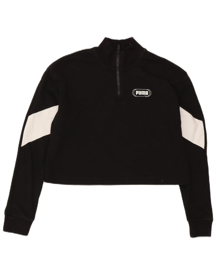 Женский укороченный свитшот оверсайз PUMA UK 6 XS, черный с цветными блоками