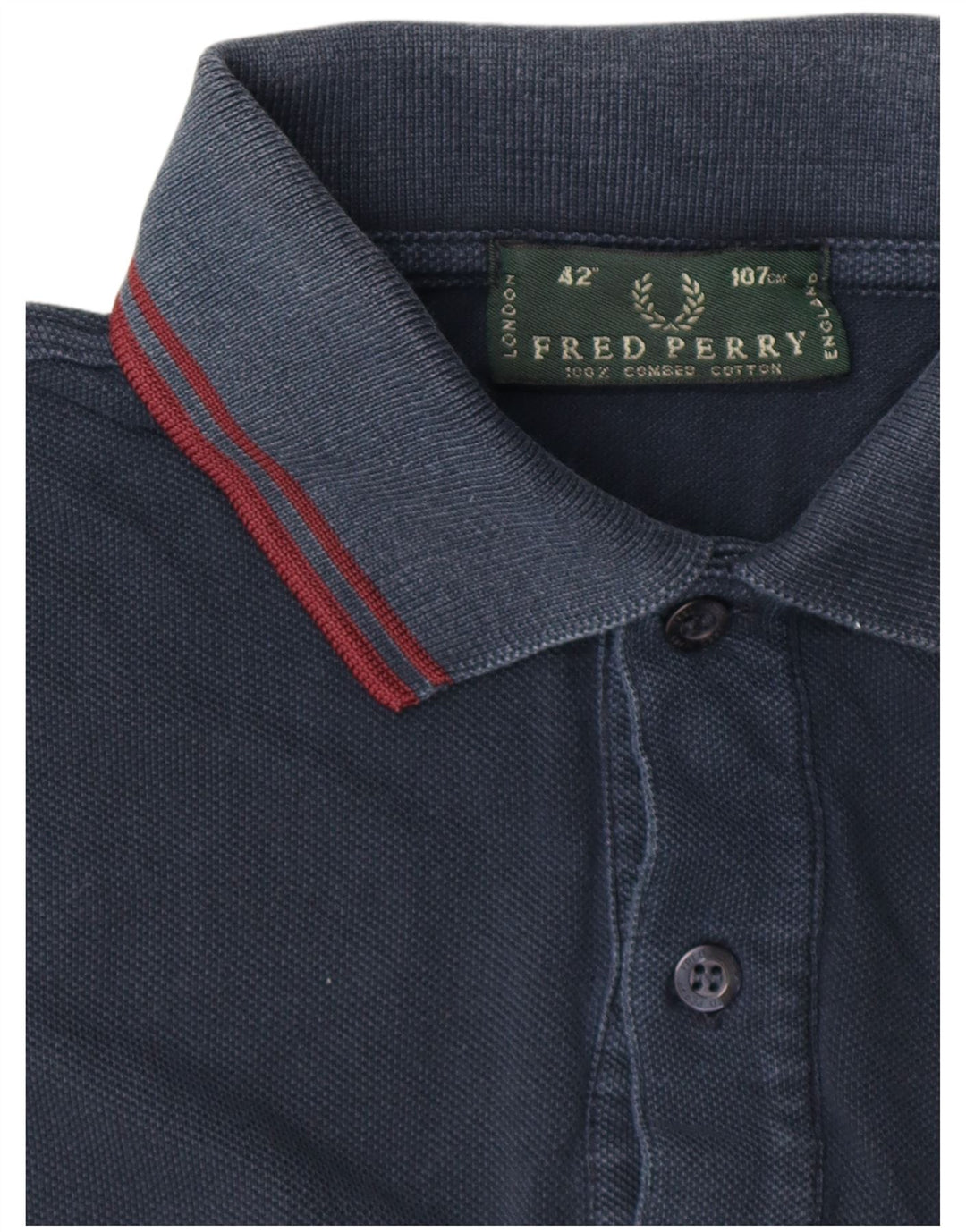 Мужская рубашка-поло с длинным рукавом Fred Perry, темно-синяя, хлопковая, среднего размера