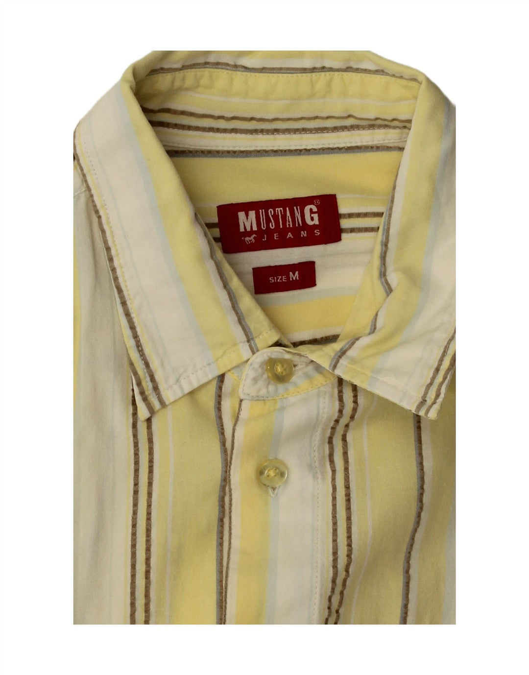 MUSTANG Mens Short Sleeve Shirt Medium Yellow Striped Vintage Mustang and Second-Hand Mustang from Messina Hembry 