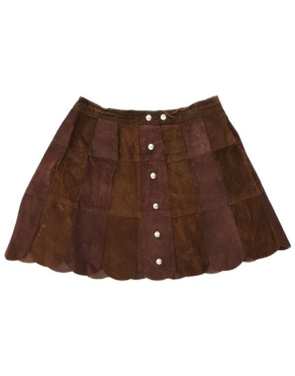 Женская замшевая мини-юбка VINTAGE W26, маленькая коричневая кожа