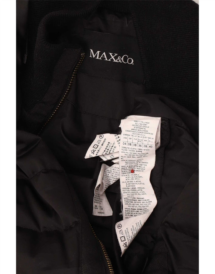 Женское стеганое пальто Max & Co. UK 8, маленькое черное полиэстер