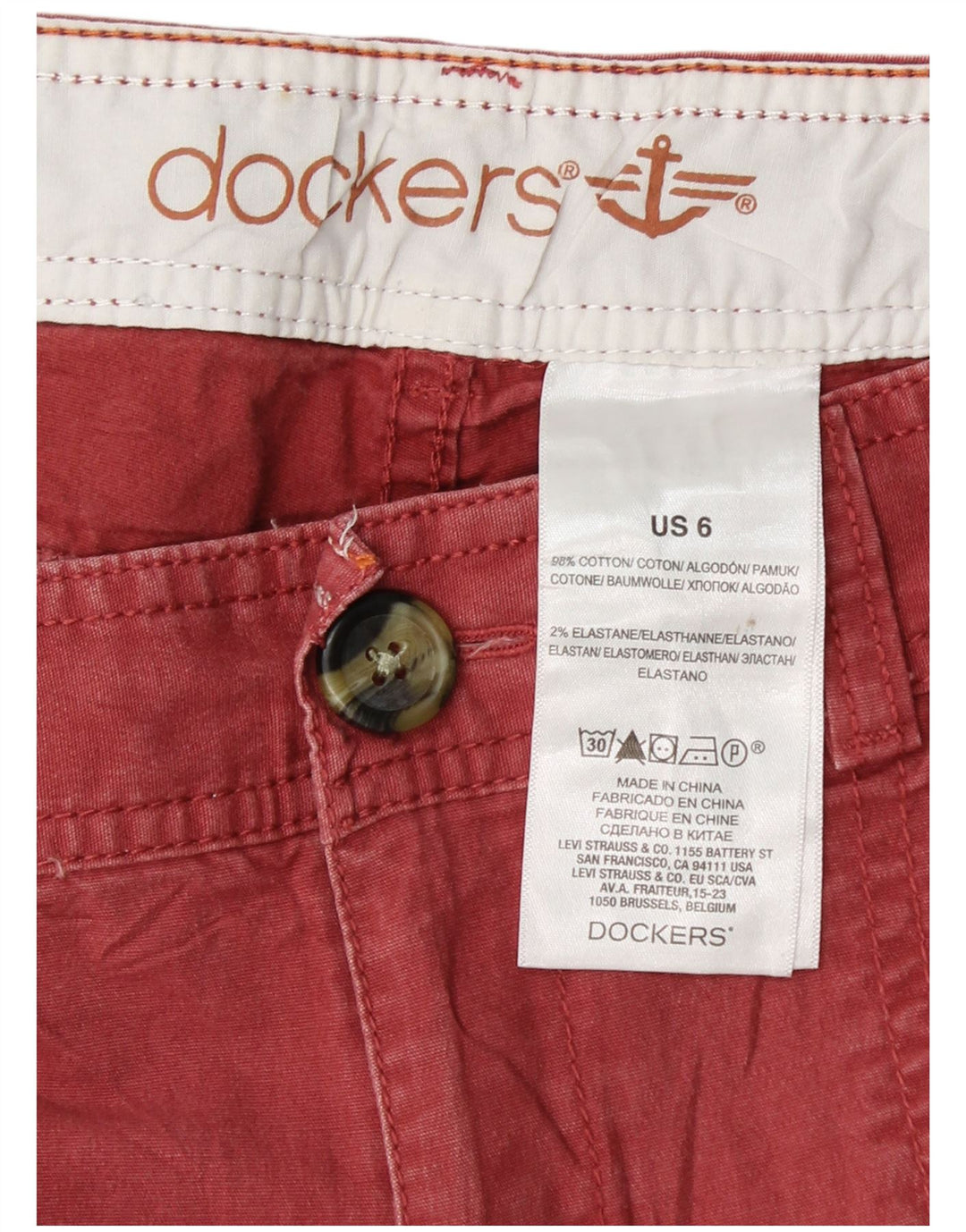 DOCKERS Женские узкие брюки-чинос США 6 Средний W30 L30 Розовый хлопок