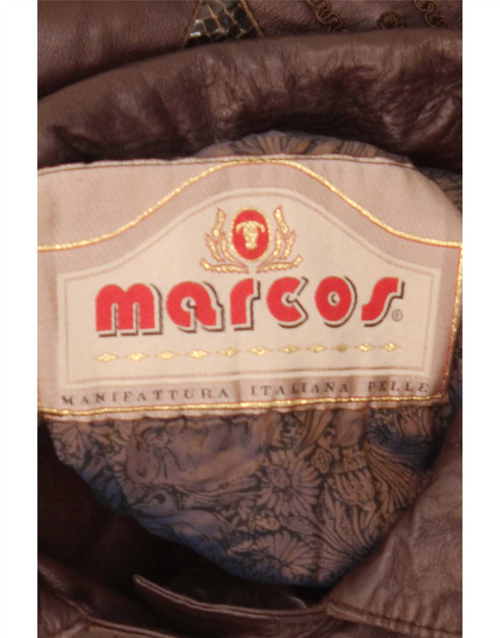 Marcos Женское кожаное пальто оверсайз IT 40 маленькое коричневое кожаное