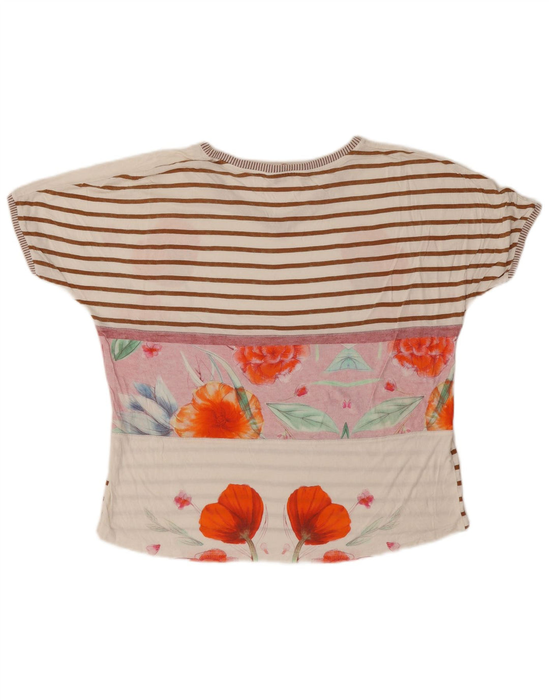 Женская футболка Desigual Top UK 16, большая белая с цветочным принтом