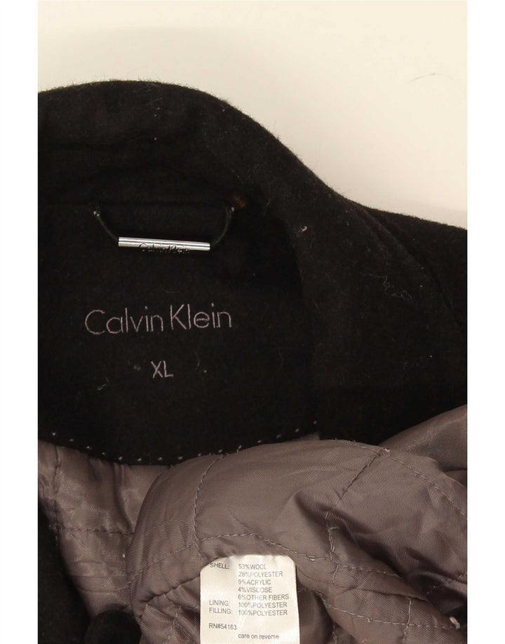 Мужское двубортное пальто Calvin Klein UK 42 XL, черная шерсть
