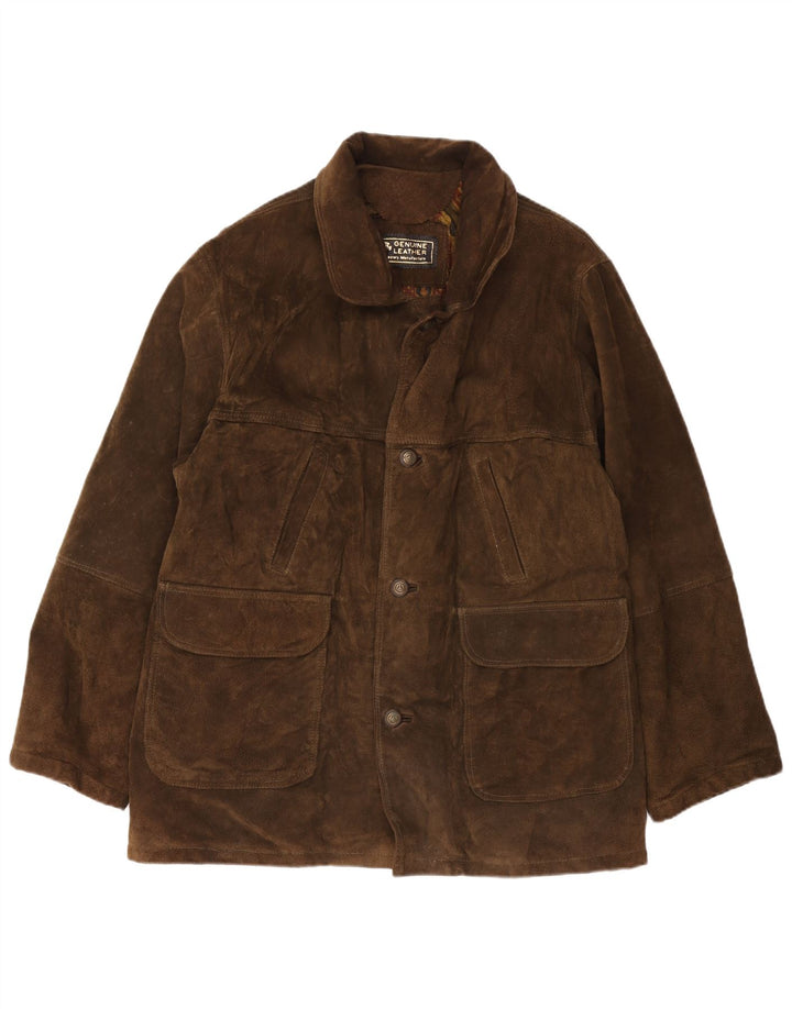 Винтажная мужская замшевая куртка UK 42 XL коричневая кожаная
