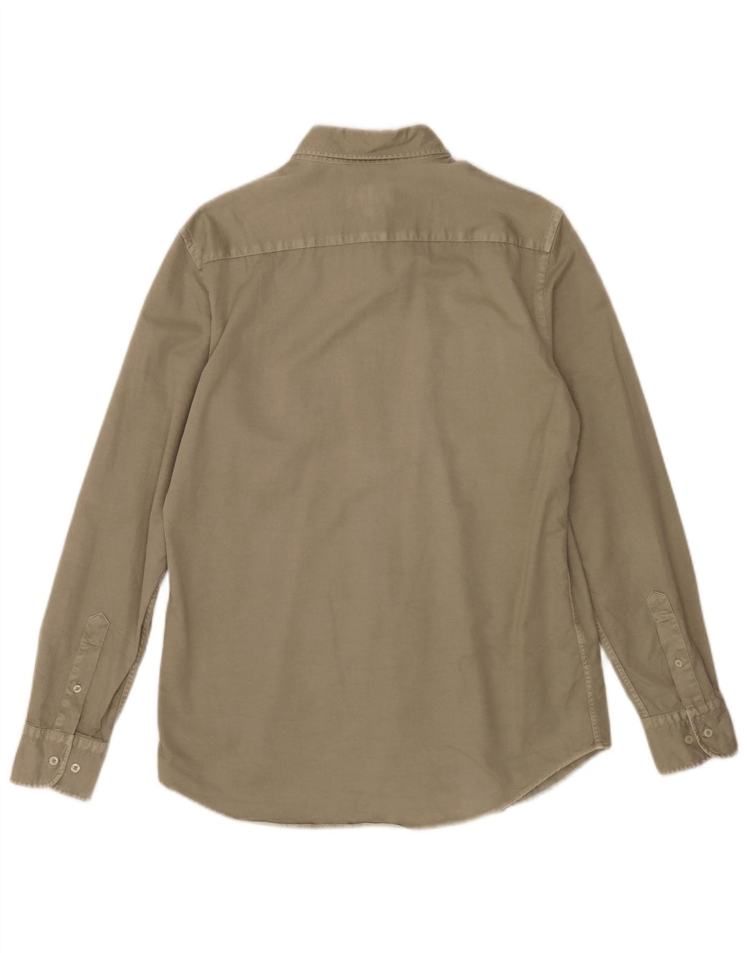 Мужская рубашка Massimo Dutti из хлопка среднего цвета хаки