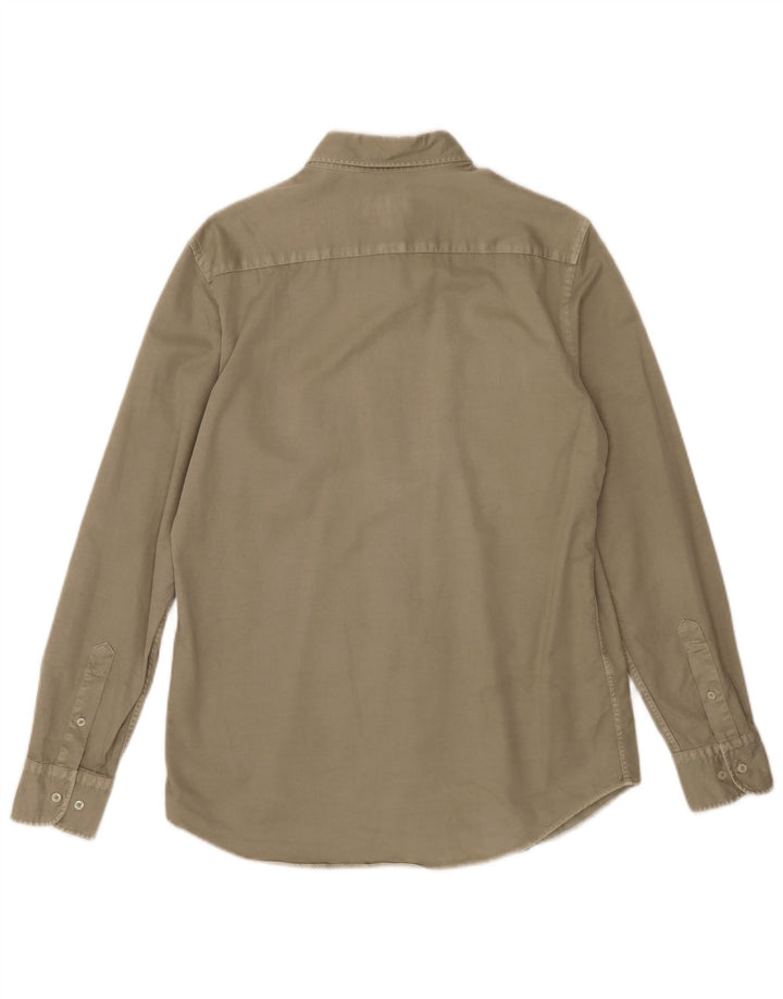 Мужская рубашка Massimo Dutti из хлопка среднего цвета хаки