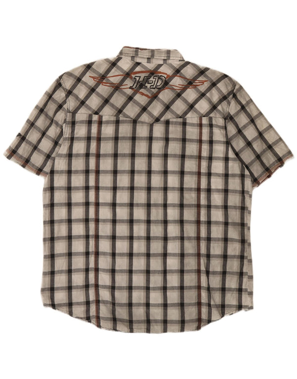 Мужская рубашка Harley Davidson с коротким рукавом и рисунком, XL, серая, хлопковая в клетку