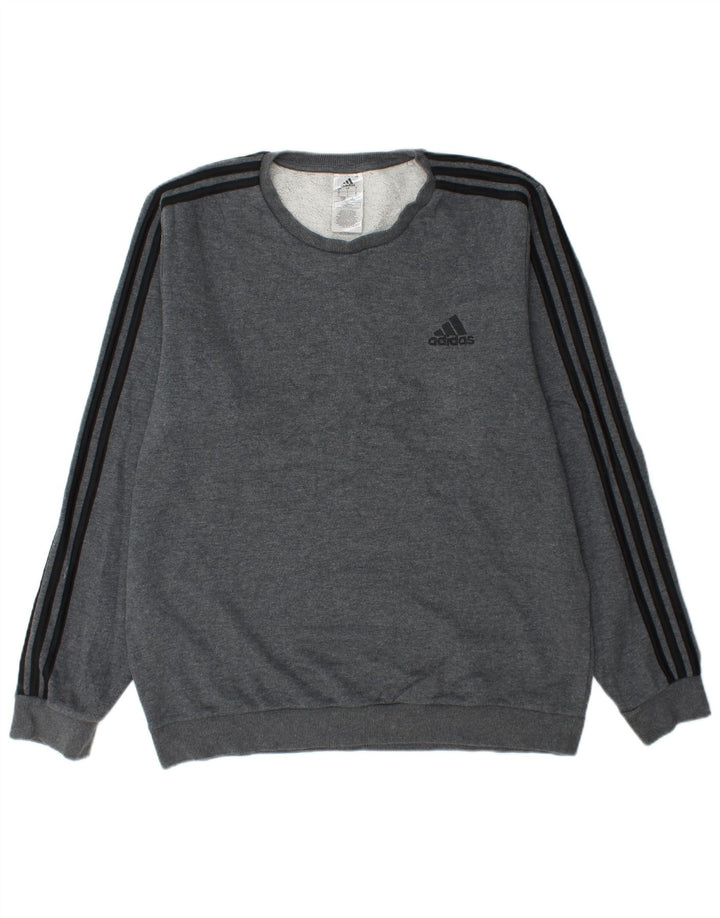 ADIDAS Mens Sweatshirt Jumper Large Grey Cotton