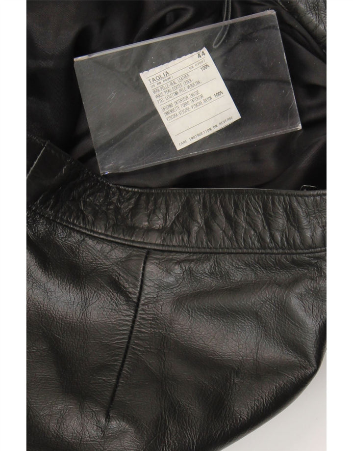 Винтажные женские кожаные брюки Bootcut IT 44 Medium W28 L30 Черные кожаные