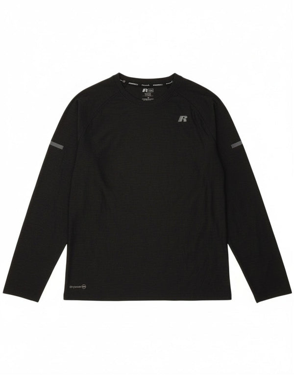 Футболка Russell Athletic для мальчиков с длинными рукавами, 14–15 лет, большая, черная, спортивная