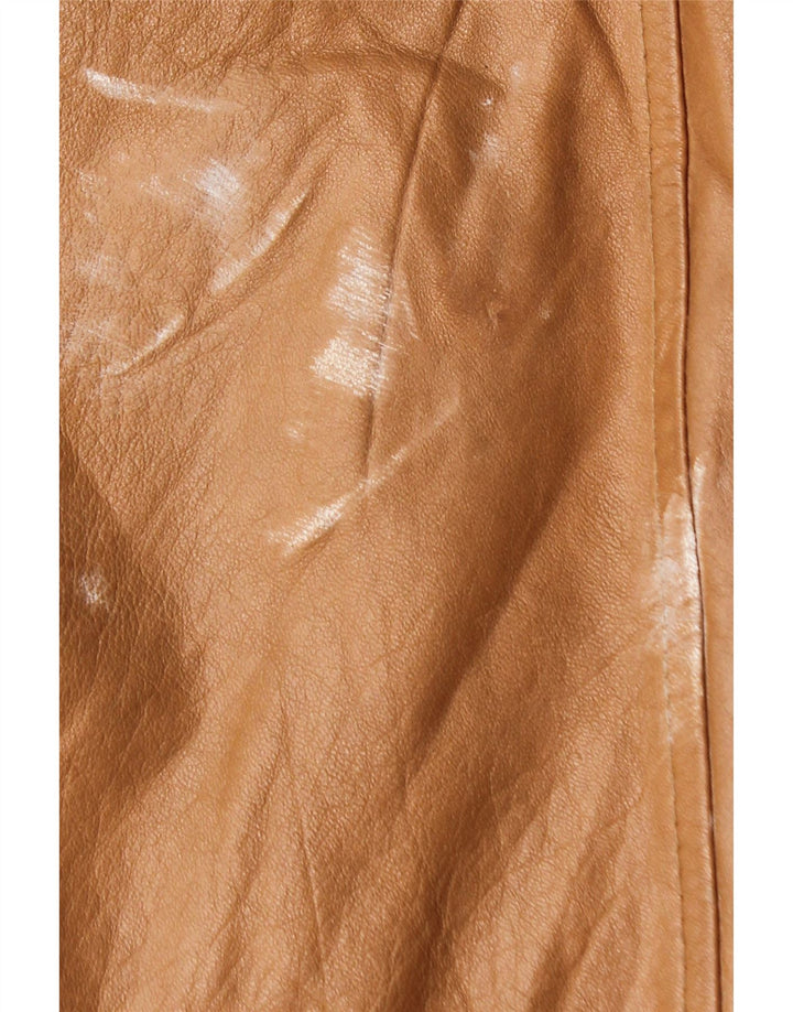 Винтажное мужское кожаное пальто IT 50, большое коричневое кожаное