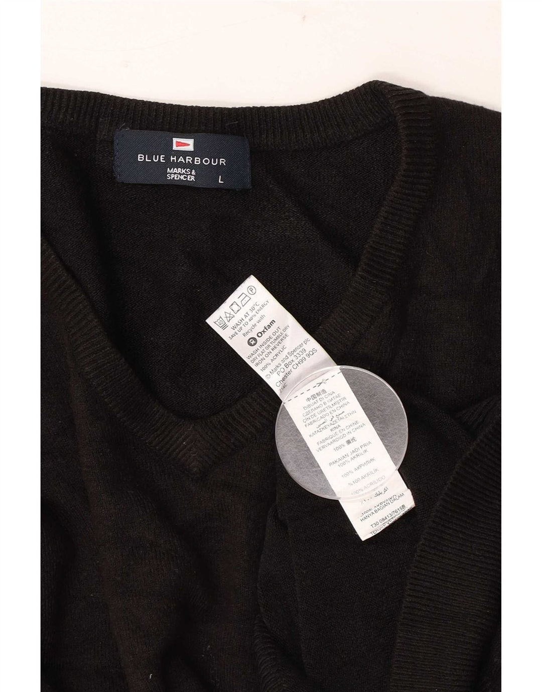 Мужской джемпер с v-образным вырезом Marks & Spencer Blue Harbour, большой черный акрил
