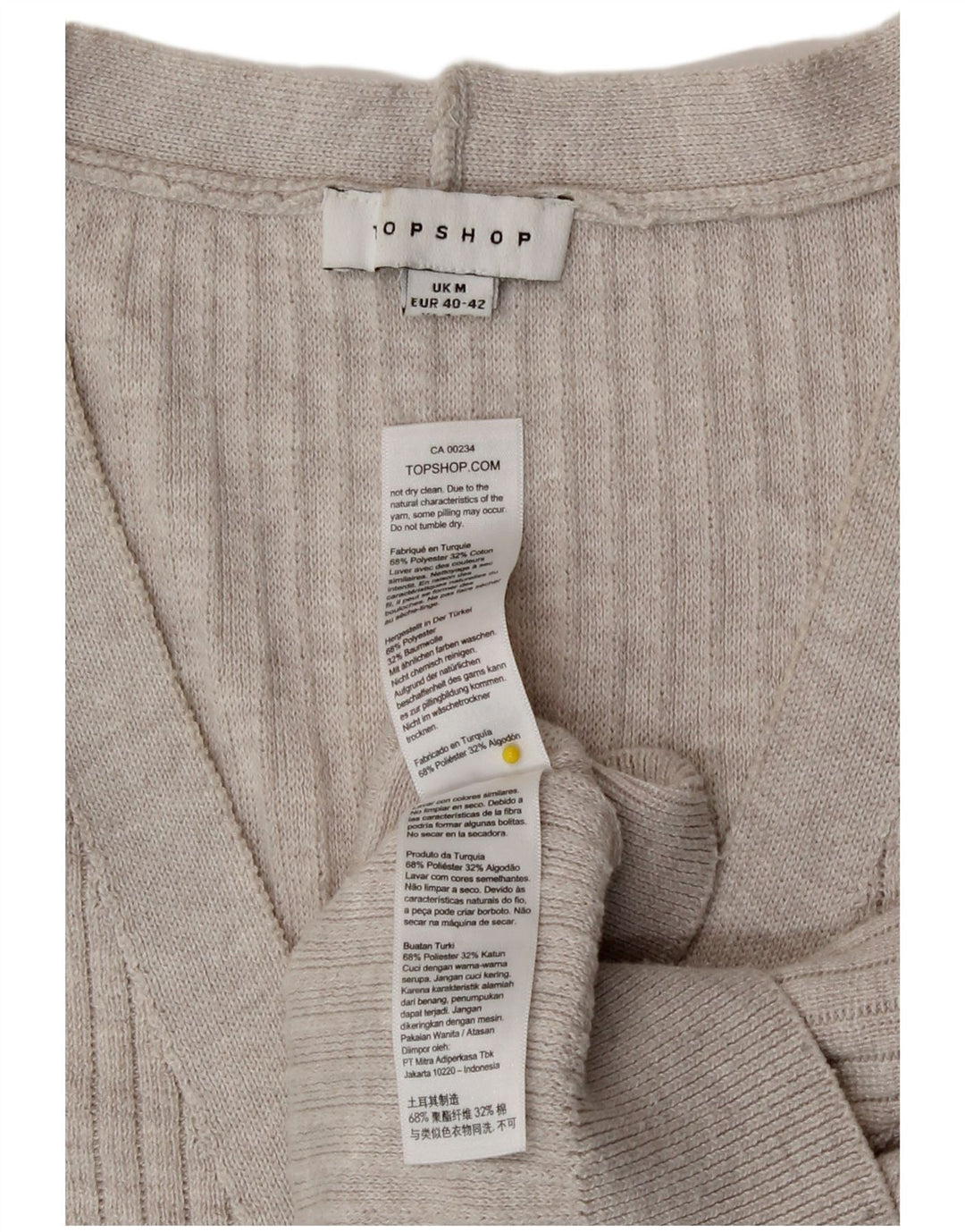 Женский укороченный кардиган оверсайз Topshop UK 14, средний серый полиэстер