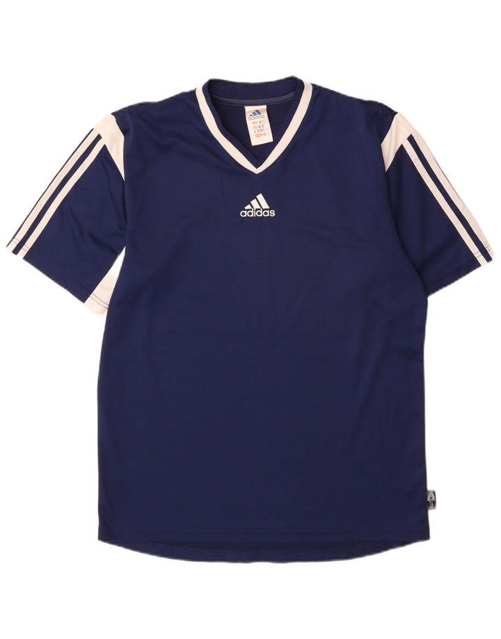 Мужская футболка Adidas Climalite, маленькая, темно-синяя, полиэстер с цветными блоками