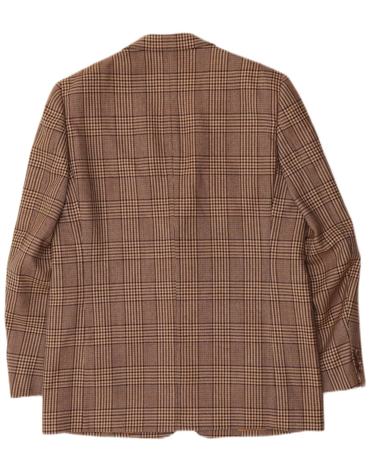 Винтажный мужской пиджак на 2 пуговицах, Великобритания, 42 XL, коричневый, шерстяной в клетку