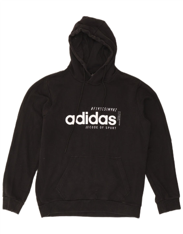 Мужской джемпер с капюшоном Adidas с рисунком, средний черный, хлопок