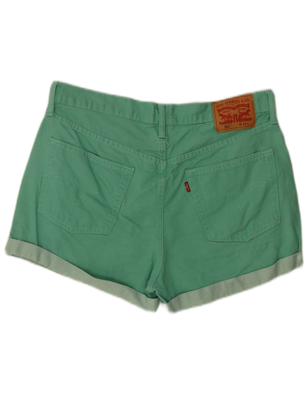 Женские джинсовые шорты Levi's 501 W34, большие зеленые, хлопок