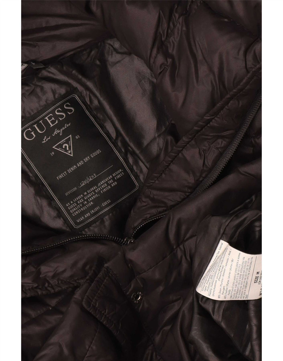 Guess Женская стеганая куртка UK 14, средний черный нейлон